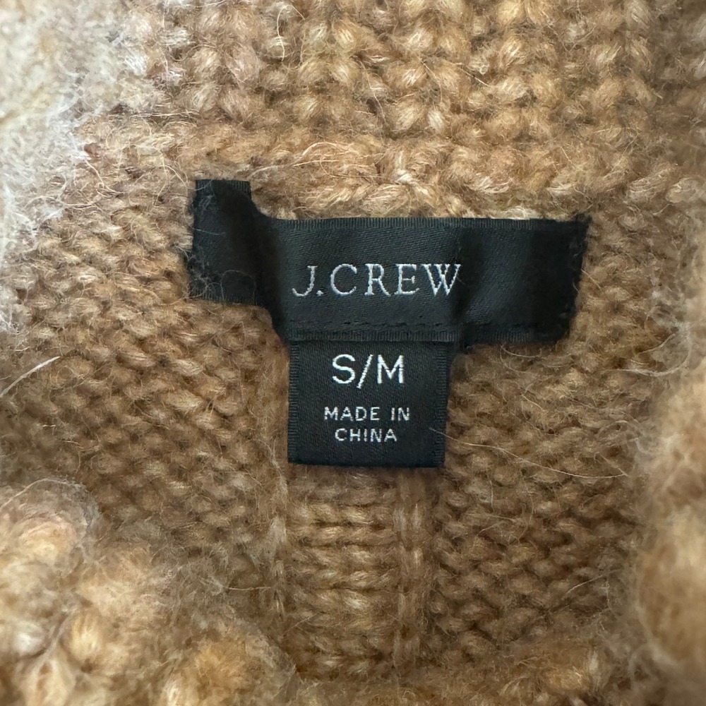J.Crew Poncho Sweater Womens S/M Brown Merino Alpaca Wool Turtleneck Oversized - Picture 3 of 11